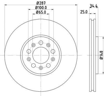 Диск гальмівний з покриттям PRO; передн. HELLA PAGID 8DD355107611