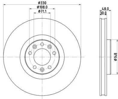 Диск гальмівний з покриттям PRO передній HELLA PAGID 8DD355125331