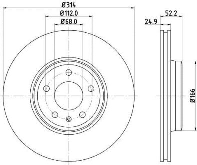 Диск гальмівний з покриттям PRO передній HELLA PAGID 8DD355113881