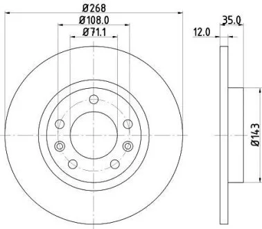 Диск гальмівний з покриттям PRO задній HELLA PAGID 8DD355120491