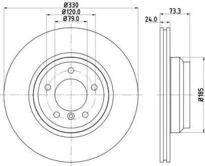 HELLA PRO HIGH CARBON BMW гальмівний диск передн. 1 (E81), 1 (E87), 3 (E90), 3 Touring (E91), 3 Купе (E92) HELLA PAGID 8DD 355 128431