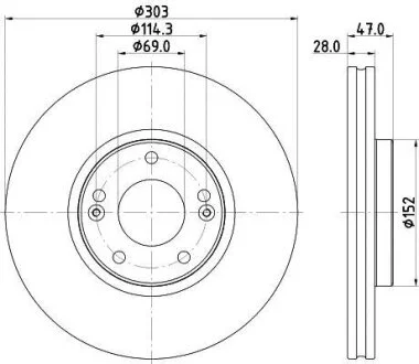 HELLA PRO HYUNDAI гальмівний диск передн. GRANDEUR 2.2, 2.4, 3.3, KIA HELLA PAGID 8DD 355 122501