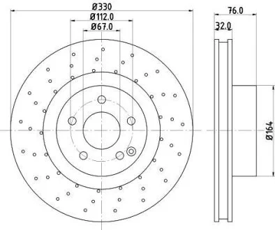 HELLA PRO DB диск гальмівний перед. (вентил.) W220 (330*32) HELLA PAGID 8DD 355 106851