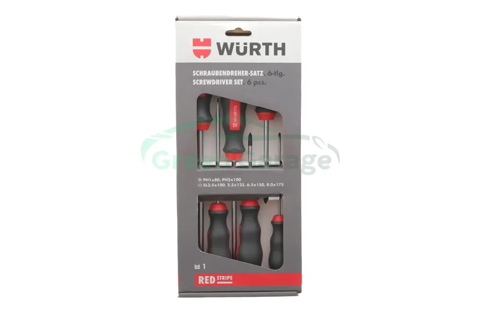 Набір викруток шліц+РН, круглий стрижень, 6 шт., RED STRIPE {арт. } WURTH 575194227 (фото 1)