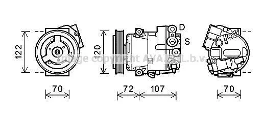 AVA OPEL Компресор кондиціонера ASTRA J 1.4 09-, MERIVA B 1.4 10- AVA COOLING OLAK595 (фото 1)
