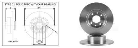 Диск гальмiвний, лiв/прав, задн APlus 61431AP