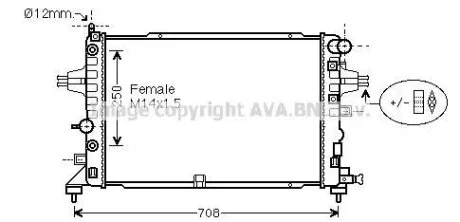 AVA OPEL Радіатор системи охолодження двигуна ZAFIRA B (A05) 2.2 05-, VAUXHALL AVA COOLING OLA2625