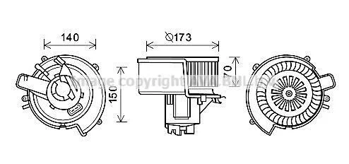 AVA OPEL Вентилятор салону ASTRA G 1.4, 1.7 00-, ZAFIRA A 1.6-2.0 00- AVA COOLING OL8636 (фото 1)