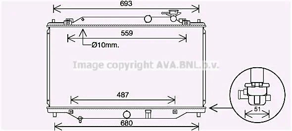 AVA MAZDA Радіатор системи охолодження двигуна 6 2.2 D 12- AVA COOLING MZ2269 (фото 1)