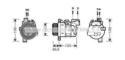 AVA BMW Компресор кондиціонера 1 (E87) 04-, 3 (E90) 04-, 3 Touring (E91) 04- AVA COOLING BWAK319 (фото 1)