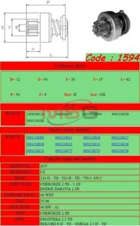 Бендикс стартера GHIBAUDI 1594