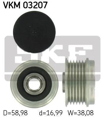 FIAT ремінний шків генератора Doblo 1.3 JTD SKF VKM 03207 (фото 1)