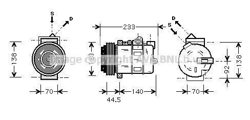 AVA DB Компресор кондиціонера W202, W210 AVA COOLING MSAK277 (фото 1)