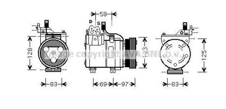 AVA HYUNDAI Компресор кондиціонера ACCENT II 1.3, 1.5 99- AVA COOLING HYAK093