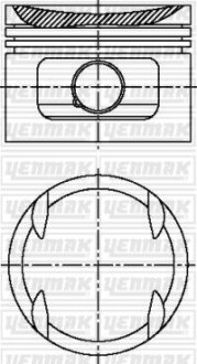 Поршень с кольцами і пальцем (размер отв. 84 / STD) BMW 325 24V - 92 (M 50 B 25 M) YENMAK 3104601000