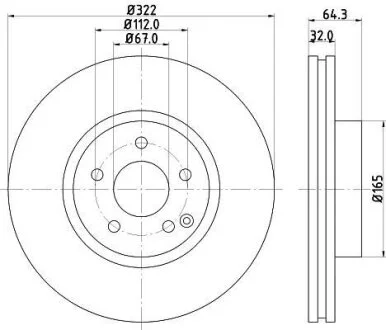 HELLA PRO HIGH CARBON DB диск гальмівний передн. W203/204, E212 HELLA PAGID 8DD 355 129521