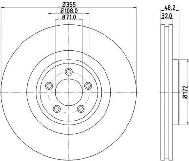 HELLA PRO HIGH CARBON JAGUAR гальмівний диск передн. F-TYPE, XF I, XK II HELLA PAGID 8DD 355 129071
