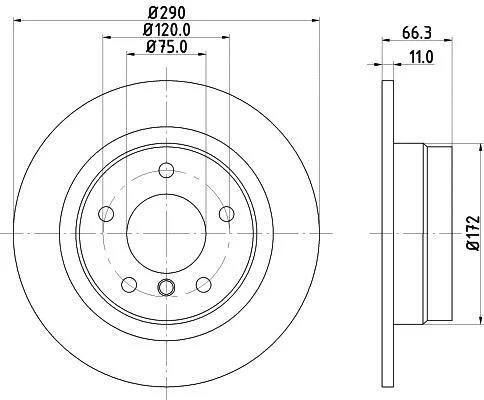 HELLA PRO BMW диск гальмівний задній 3 F20, 2/F22 HELLA PAGID 8DD 355 120231 (фото 1)