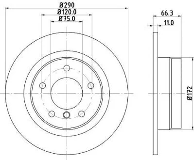 HELLA PRO BMW диск гальмівний задній 3 F20, 2/F22 HELLA PAGID 8DD 355 120231