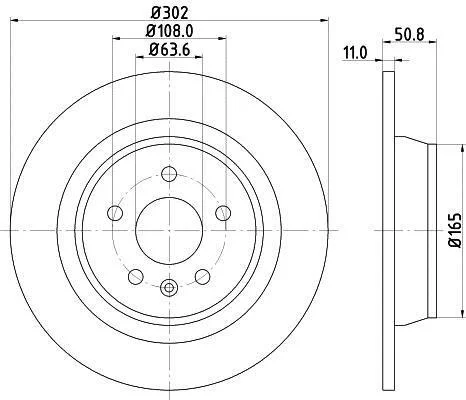 HELLA PRO FORD диск гальмівний задн. Galaxy, Kuga I, Mondeo IV, S-Max, LandRover 07- HELLA PAGID 8DD 355 118841 (фото 1)