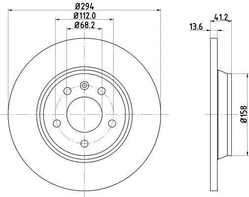 HELLA PRO VW диск гальмівний задн. T4, Sharan 00- SEAT FORD (294*13,5) HELLA PAGID 8DD 355 106661 (фото 1)