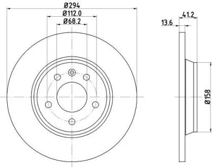 HELLA PRO VW диск гальмівний задн. T4, Sharan 00- SEAT FORD (294*13,5) HELLA PAGID 8DD 355 106661