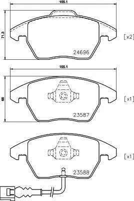 HELLA AUDI колодки гальмівні передн. A1 1.4 10-, A3 2.0 03-, TT 2.0 07-, SKODA, VW HELLA PAGID 8DB 355 023161 (фото 1)