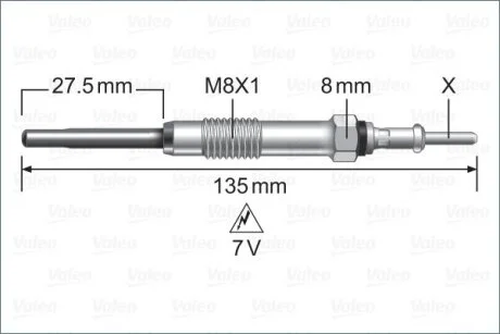 VOLVO свічка розжарювання 7V C30,S60/80,V,XC60-90 2.0/2.4D 06- VALEO 345251