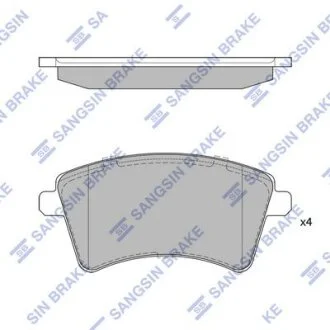Комплект гальмівних накладок, дискове гальмо Hi-Q (SANGSIN) SP4059