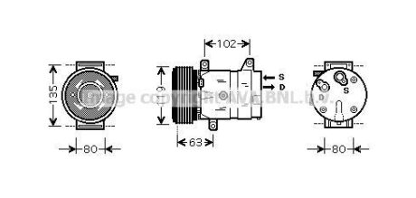 AVA RENAULT Компресор кондиціонера Master II, Trafic II, Opel Movano, Vivaro, Nissan 2.2/2.5dCi 01- AVA COOLING RTAK440