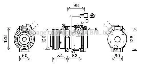 AVA MITSUBISHI Компресор кондиціонера PAJERO III 3.0, 3.5 00- AVA COOLING MTAK227 (фото 1)