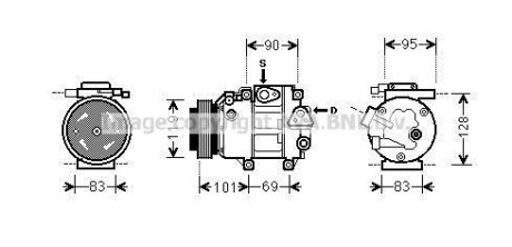 AVA HYUNDAI Компресор кондиціонера GRANDEUR 2.2 06-, SANTA FE II 2.2 06-, i30 2.0 07-, KIA AVA COOLING HYAK237