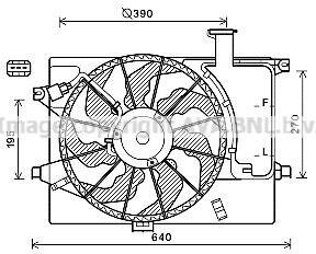 AVA HYUNDAI Вентилятор радіатора Elantra 1.6 11-, Kia Cerato 1.6/2.0 13- AVA COOLING HY7567