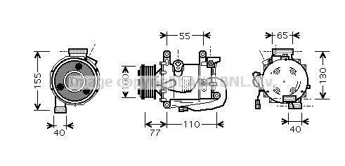AVA HONDA Компресор кондиціонера CIVIC VIII 1.6, 1.8 05-, FR-V 1.8 07- AVA COOLING HDAK208 (фото 1)