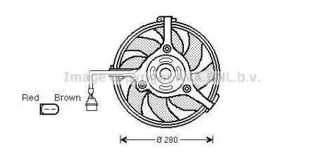 AVA VW Вентилятор радіатора (без дифузора) Audi A4/6/8, Passat, Skoda SuperB 1.8/2.8 AVA COOLING AI7510