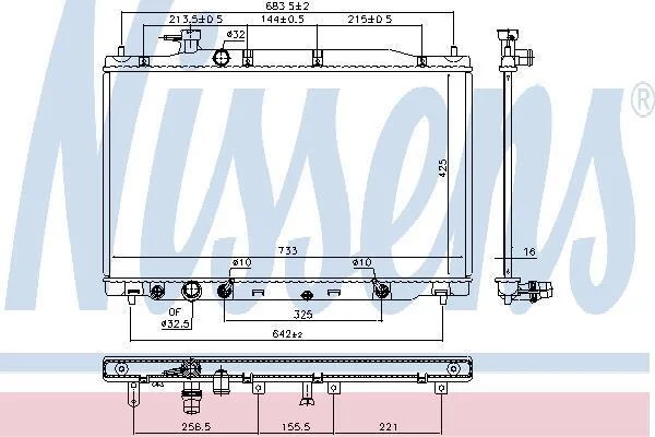HONDA Радіатор системи охолодження двигуна CR-V III 2.4 06- NISSENS 681407 (фото 1)