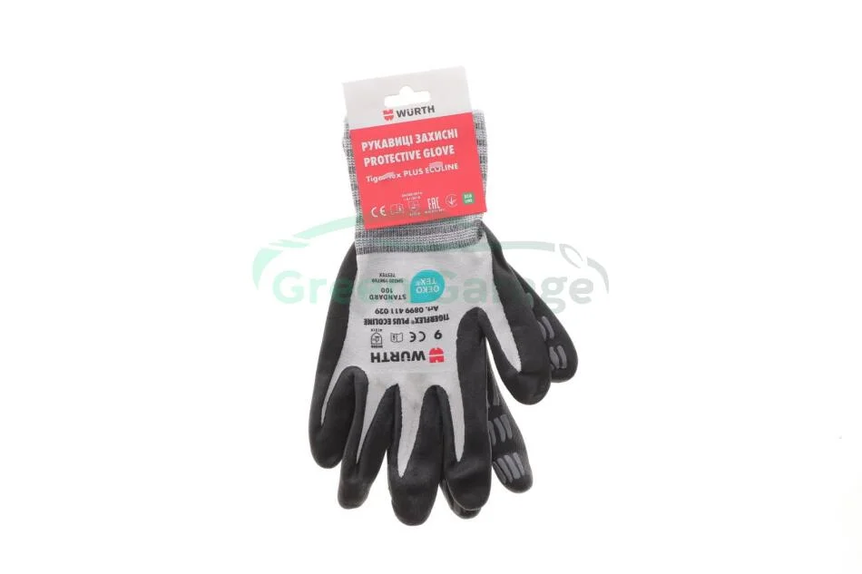 Рукавиці захисні TIGERFLEX PLUS ECOLINE, поліестер, покриття нітрил, пара, р.9 {арт. } WURTH 0899411029 (фото 1)