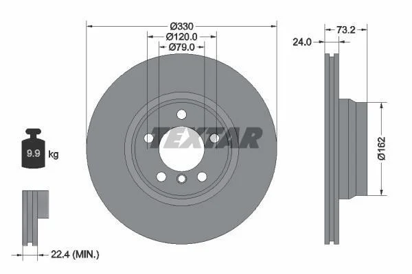Диск гальмівний передн лів/прав BMW 2 (F22, F87), 2 (F23), 3 (F30, F80), 3 (F31), 3 GRAN TURISMO (F34), 4 (F32, F82), 4 (F33, F83), 4 GRAN COUPE (F36) 2.0-3.0D 11.11- TEXTAR 92242003 (фото 1)