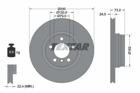 Диск гальмівний передн лів/прав BMW 2 (F22, F87), 2 (F23), 3 (F30, F80), 3 (F31), 3 GRAN TURISMO (F34), 4 (F32, F82), 4 (F33, F83), 4 GRAN COUPE (F36) 2.0-3.0D 11.11- TEXTAR 92242003