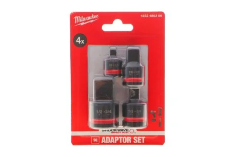 Набір перехідників ShW, (3/8"-1/4"; 3/8"-1/2"; 1/2"-3/8"; 1/2"-3/4") (4шт) MILWAUKEE 4932480356