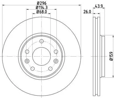 HELLA RENAULT Диск гальмівний передній (296*26) Laguna 07-. HELLA PAGID 8DD 355 116161