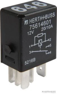 Реле 10A, 20A 12V Audi, SEAT, Skoda, VW (вир-во Elparts) HERTH+BUSS 75614601
