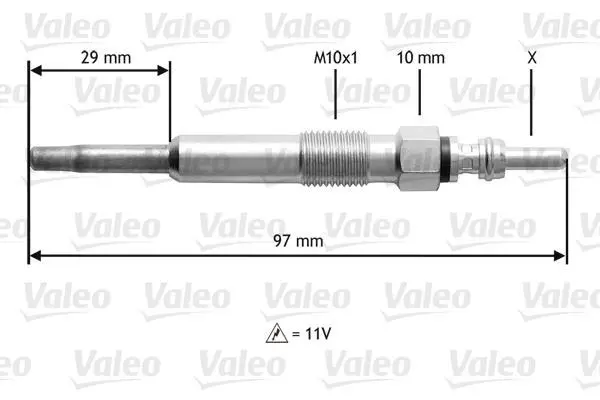 JEEP свічка розжарювання ALFA FORD OPEL ROVER, VW T5 VALEO 345136 (фото 1)