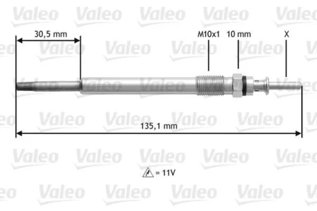 OPEL свічка розжарювання 2,0/2,2DTI Vectra C, Omega B, Astra G 00- VALEO 345112