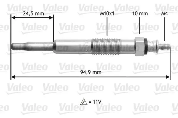 FORD свічка розжарювання FOCUS 1.8D 08 98- VALEO 345110 (фото 1)