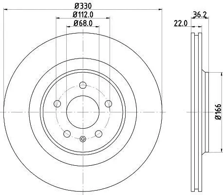 HELLA PRO HIGH CARBON VW диск гальмівний задн. Audi A8 10- HELLA PAGID 8DD 355 128741 (фото 1)