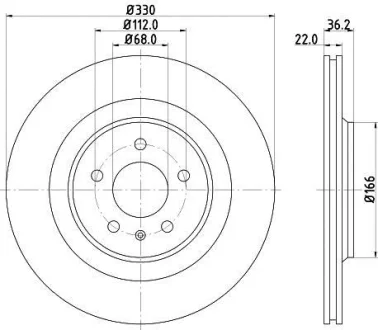 HELLA PRO HIGH CARBON VW диск гальмівний задн. Audi A8 10- HELLA PAGID 8DD 355 128741