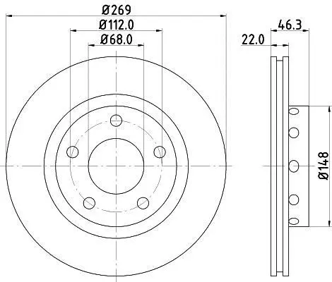 HELLA PRO HIGH CARBON AUDI Гальмівний диск A8 D2 95- HELLA PAGID 8DD 355 127431 (фото 1)