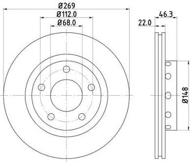 HELLA PRO HIGH CARBON AUDI Гальмівний диск A8 D2 95- HELLA PAGID 8DD 355 127431