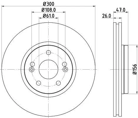 HELLA PRO RENAULT Гальмівний диск передн. Laguna 01- (300*26) HELLA PAGID 8DD 355 109301 (фото 1)